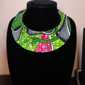 African print bib necklace